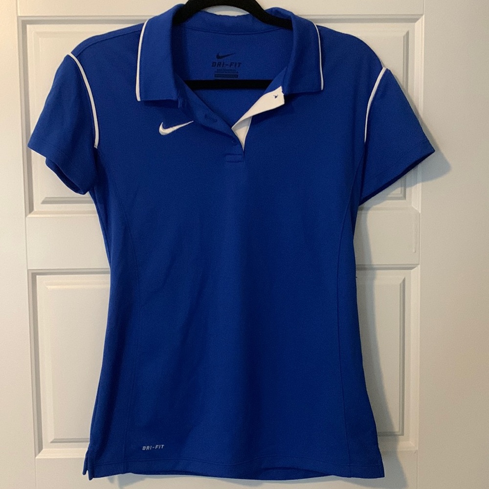 Small Nike Dri-fit blue polo.